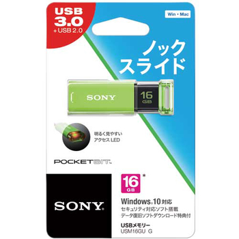 ソニー USBメモリー ポケットビット Uシリーズ 16GB グリーン USM16GU G 1個