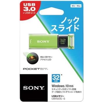 ソニー USBメモリー ポケットビット Uシリーズ 32GB グリーン USM32GU G 1個