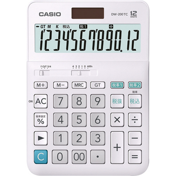 カシオ W税率電卓 12桁 デスクタイプ DW-200TC-N 1台