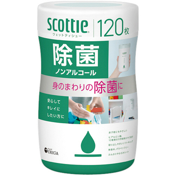 日本製紙クレシア スコッティ ウェットティシュー 除菌 ノンアルコールタイプ 本体 1個(120枚)