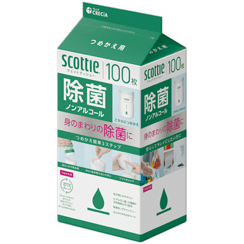 日本製紙クレシア スコッティ ウェットティシュー 除菌 ノンアルコールタイプ つめかえ用 1パック(100枚)