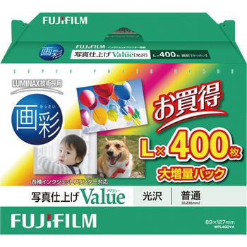 富士フイルム 画彩 写真仕上げValue 光沢 L判 WPL400VA 1箱(400枚)