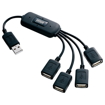 サンワサプライ ケーブルタイプ USB2.0ハブ 4ポート ブラック USB-HUB227BK 1個