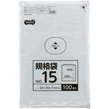 TANOSEE 規格袋 15号 0.02×300×450mm 1セット(1000枚:100枚×10パック)