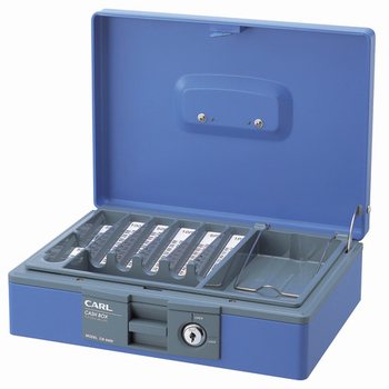 カール事務器 キャッシュボックス コインカウンター内蔵 W276×D210×H81mm 青 CB-8400-B 1台