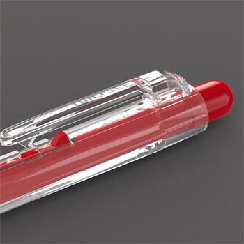 TANOSEE ノック式油性ボールペン 0.7mm 赤 (軸色:クリア) 1セット(100本:10本×10パック)