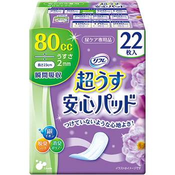 リブドゥコーポレーション リフレ 超うす安心パッド 安心の中量用 80cc 1セット(528枚:22枚×24パック)