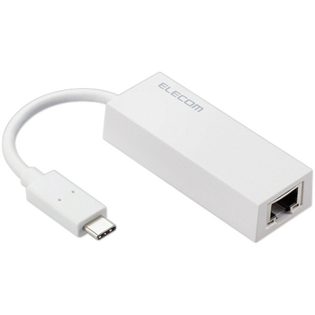 エレコム 有線LANアダプター Giga対応 USB 1Gbps Type-C プラスチック(ホワイト) RoHS指令準拠(10物質) EDC-GUC3V2-W