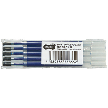 TANOSEE ノック式ゲルインクボールペン替芯 0.5mm 青 1パック(5本)