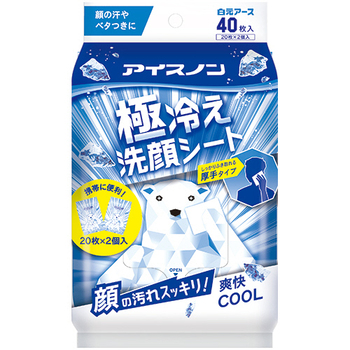白元アース アイスノン 極冷え洗顔シート ミントの香り 1パック(40枚:20枚×2個)