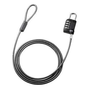 サンワサプライ ワイヤー一体型ダイヤル錠 ブラック SLE-32S 1個