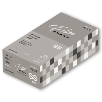 川西工業 ニトリルグローブ フェリーチェ スマート 粉なし ホワイト SS #2067W-SS 1箱(100枚)
