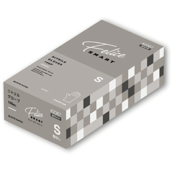 川西工業 ニトリルグローブ フェリーチェ スマート 粉なし ホワイト S #2067W-S 1箱(100枚)