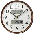 リズム 電波掛時計 フィットウェーブリブA03 温度湿度カレンダー表示付 茶メタリック 8FYA03SR06 1台