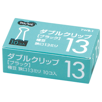 TANOSEE ダブルクリップ 極豆 口幅13mm ブラック 1セット(300個:10個×30箱)