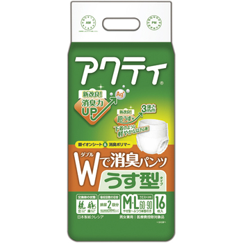 日本製紙クレシア アクティ Wで消臭パンツ うす型タイプ M-L 1パック(16枚)
