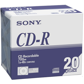 ソニー データ用CD-R 700MB 48倍速 ブランドシルバー 5mmスリムケース 20CDQ80DNA 1セット(120枚:20枚×6パック)