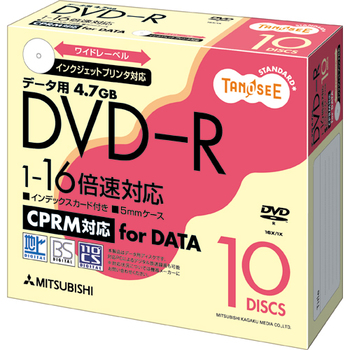 TANOSEE 三菱ケミカルメディア データ用DVD-R 4.7GB ワイドプリンタブル 5mmスリムケース DHR47JDP10T 1パック(10枚)
