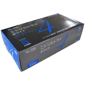 エブノ ニトリルトライ4 ホワイト パウダーフリー S No-558 1セット(3000枚:100枚×30箱)