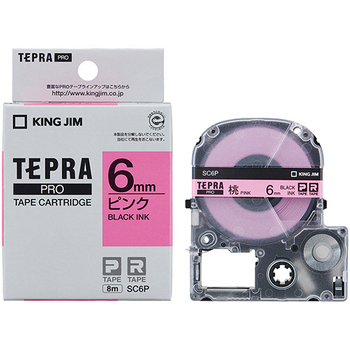 キングジム テプラ PRO テープカートリッジ パステル 6mm ピンク/黒文字 SC6P 1個