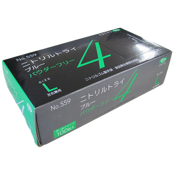 エブノ ニトリルトライ4 ブルー パウダーフリー L No-559 1セット(3000枚:100枚×30箱)
