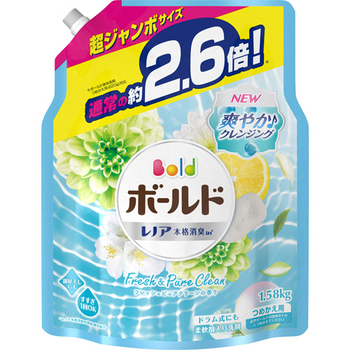 P&G ボールドジェル フレッシュピュアクリーンの香り つめかえ用 超ジャンボ 1580g 1セット(6パック)