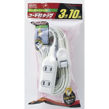 ELPA コード付タップ 3個口 10m ホワイト LPT-310N(W) 1個