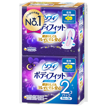 ユニ・チャーム ソフィ ボディフィット スーパーナイトガード 夜用 羽つき 29cm 1パック(18枚:9枚×2個)