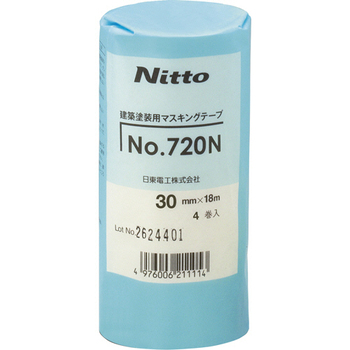 日東電工 マスキングテープ 30mm×18m 厚み0.10mm 720N-30 1パック(4巻)