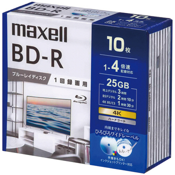 マクセル 録画用BD-R 130分 1-4倍速 ホワイトワイドプリンタブル 5mmスリムケース BRV25WPG.10S 1パック(10枚)