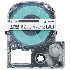 キングジム テプラ PRO テープカートリッジ 12mm 透明/黒文字 ST12K-5P 1パック(5個)