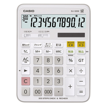 カシオ 計算チェック機能付き電卓 12桁 DJ-120W-N 1台