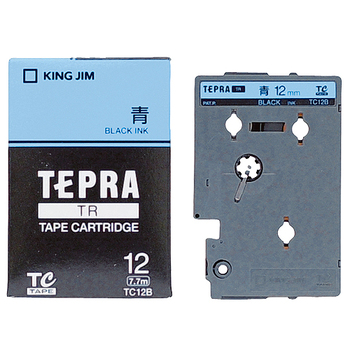 キングジム テプラ TR テープカートリッジ パステル 12mm 青/黒文字 TC12B 1個