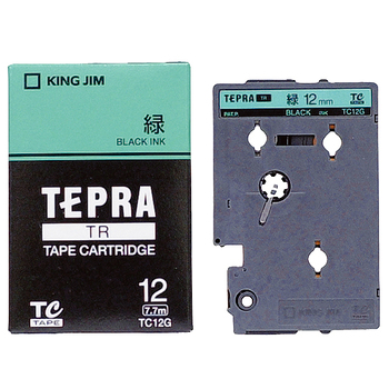 キングジム テプラ TR テープカートリッジ パステル 12mm 緑/黒文字 TC12G 1個