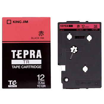 キングジム テプラ TR テープカートリッジ パステル 12mm 赤/黒文字 TC12R 1個