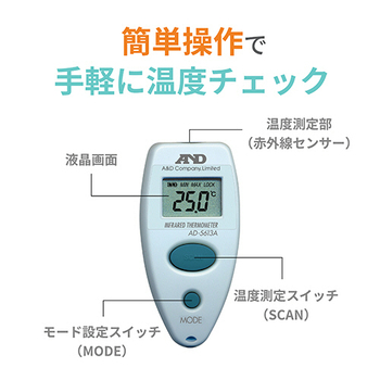 A&D デジタル放射温度計ブルー AD5613A 1台