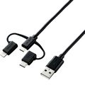 エレコム 3in1スマートフォン用USBケーブル ブラック 0.3m RoHS指令準拠(10物質) MPA-AMBLCAD03BK 1本