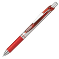 ぺんてる ゲルインクボールペン ノック式エナージェル 0.5mm 赤 (軸色 シルバー) BLN75Z-B 1本
