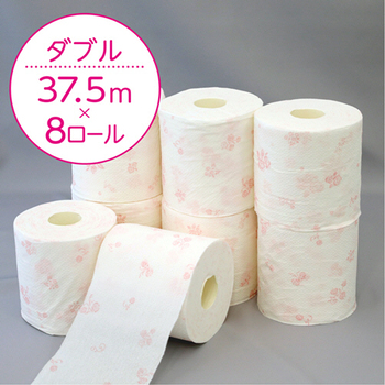 日本製紙クレシア クリネックス コンパクト フラワープリント ダブル 芯あり 37.5m 香り付き 1パック(8ロール)