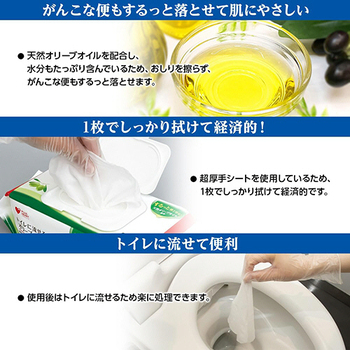 オオサキメディカル プラスハート トイレに流せるオリーブオイルのおしりふき ふた付 1パック(80枚)