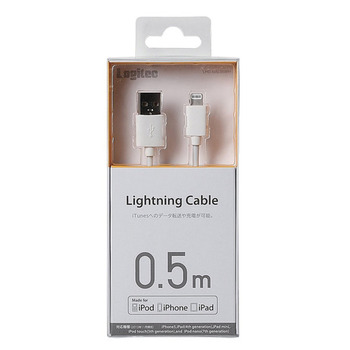 ロジテック Lightningコネクタ対応 充電・データ転送ケーブル Lightningオス-USB(A)オス ホワイト 0.5m LHC-UAL05WH 1本