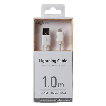 ロジテック Lightningコネクタ対応 充電・データ転送ケーブル Lightningオス-USB(A)オス ホワイト 1.0m LHC-UAL10WH 1本