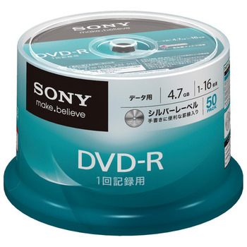 ソニー データ用DVD-R 4.7GB 16倍速 ブランドシルバー スピンドルケース 50DMR47KLDP 1パック(50枚)