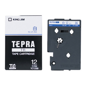 キングジム テプラ TR テープカートリッジ 12mm 白/青文字 TC12SB 1個