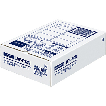 コクヨ カラーレーザー&カラーコピー用 紙ラベル A4 12面 42×84mm LBP-F92N 1箱(500シート)