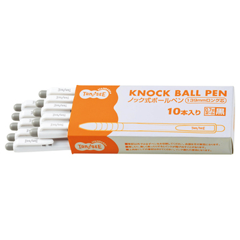 TANOSEE ノック式油性ボールペン 0.7mm 黒 (軸色:白) 1箱(10本)