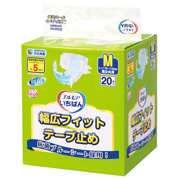 カミ商事 エルモア いちばん 幅広フィットテープ止め M 1セット(80枚:20枚×4パック)