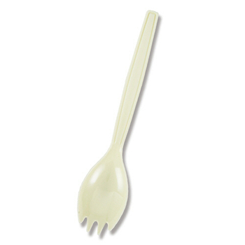 シモジマ HEIKO プラスチックフォークスプーン 16cm アイボリー 単袋 #004513004 1セット(1000本:100本×10パック)