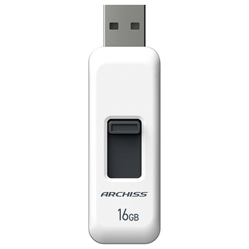 アーキス USB2.0 スライド式フラッシュメモリ 16GB ホワイト AS-016GU2-PSW 1個