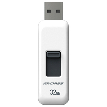 アーキス USB2.0 スライド式フラッシュメモリ 32GB ホワイト AS-032GU2-PSW 1個